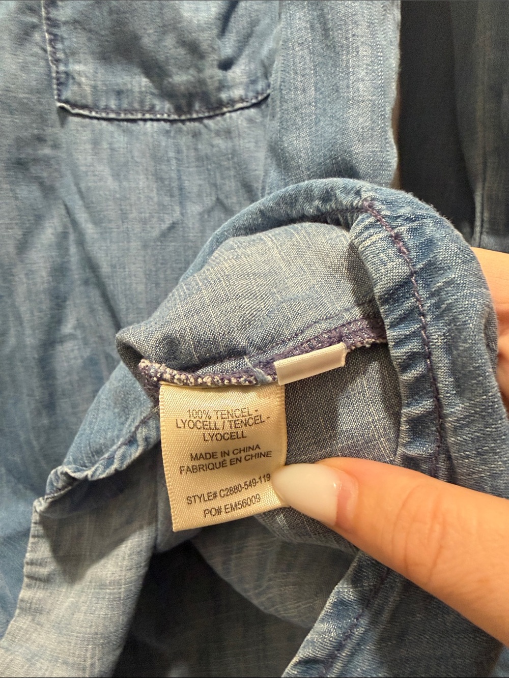 Cloth & Stone Chambray Shirt - Blue Large - Picture 6 of 6